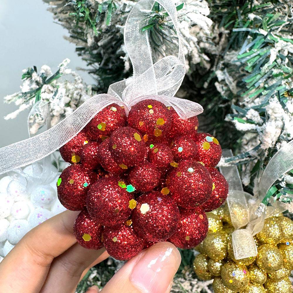 新品圣诞树装饰挂件圣诞节装饰品泡沫撒粉圣诞球挂饰圣诞小礼品