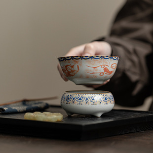 飞天仿宋汝窑茶漏组家用泡茶过滤器陶瓷茶隔泡茶茶具配件