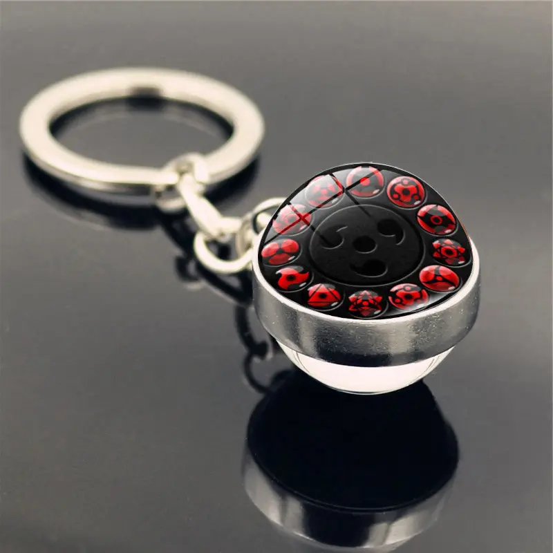 火影忍者写轮眼钥匙扣挂件动漫周边水晶玻璃球吊坠钥匙链创意礼物