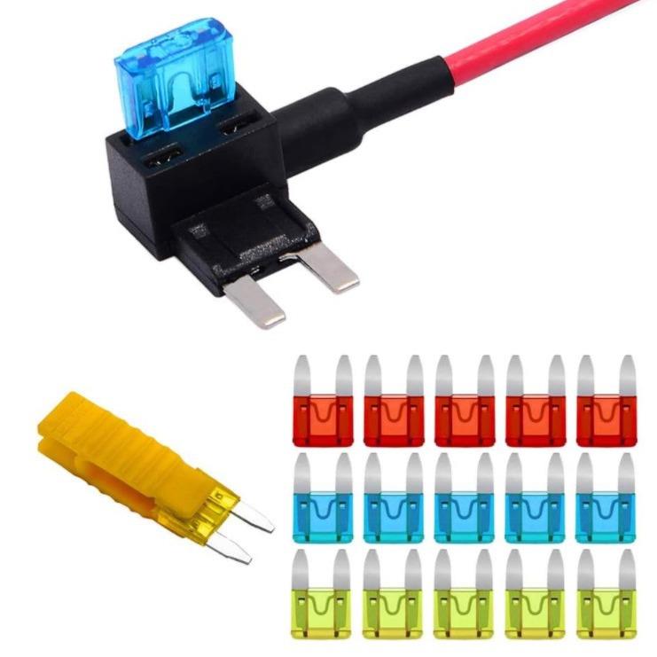 5个12V24V小型附加电路带线束保险丝座 插片保险丝拔出器对接终端