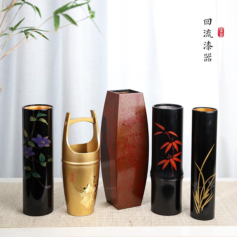 日本回流木质漆器花器旧物漆盒精美日式食盒木制漆盘老物件收藏品