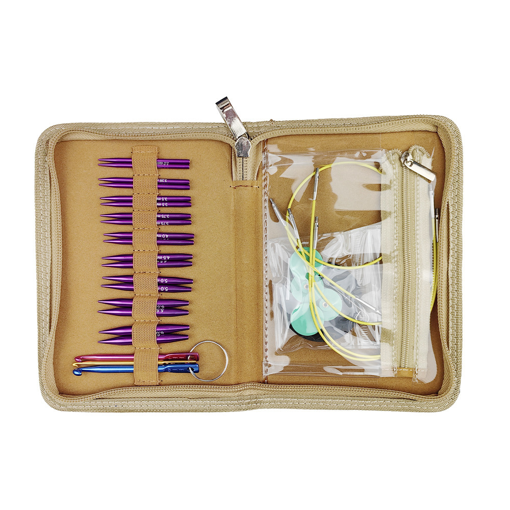 编织工具超短5.5M可拆卸环形针套装9付3.0-6.0mmPU包