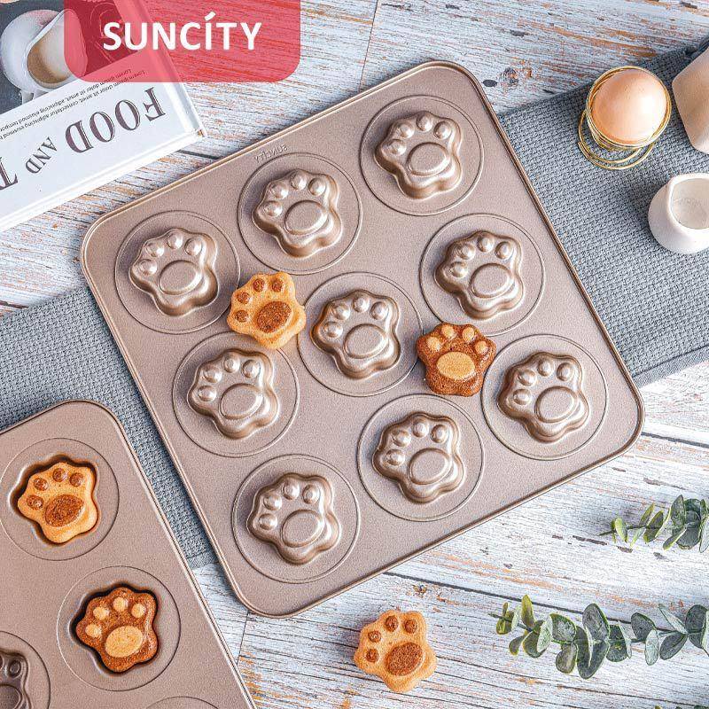 厂家现货蛋糕模具宝宝创意猫爪九连蒸糕模具宝宝辅食工具烘焙饼干