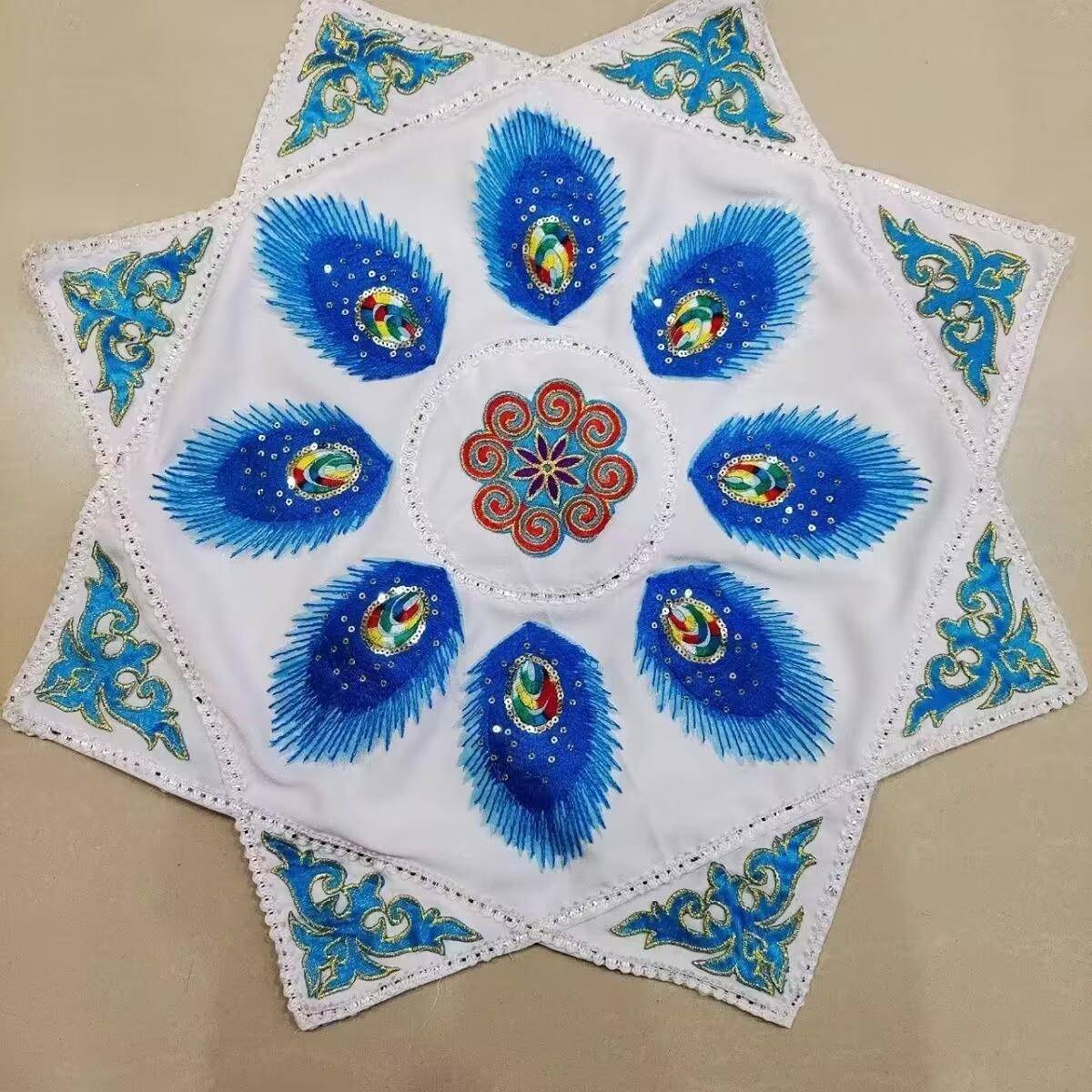 祥云刺绣民族风布贴 DIY演出戏曲舞蹈手绢三角形压角民族服饰烫花