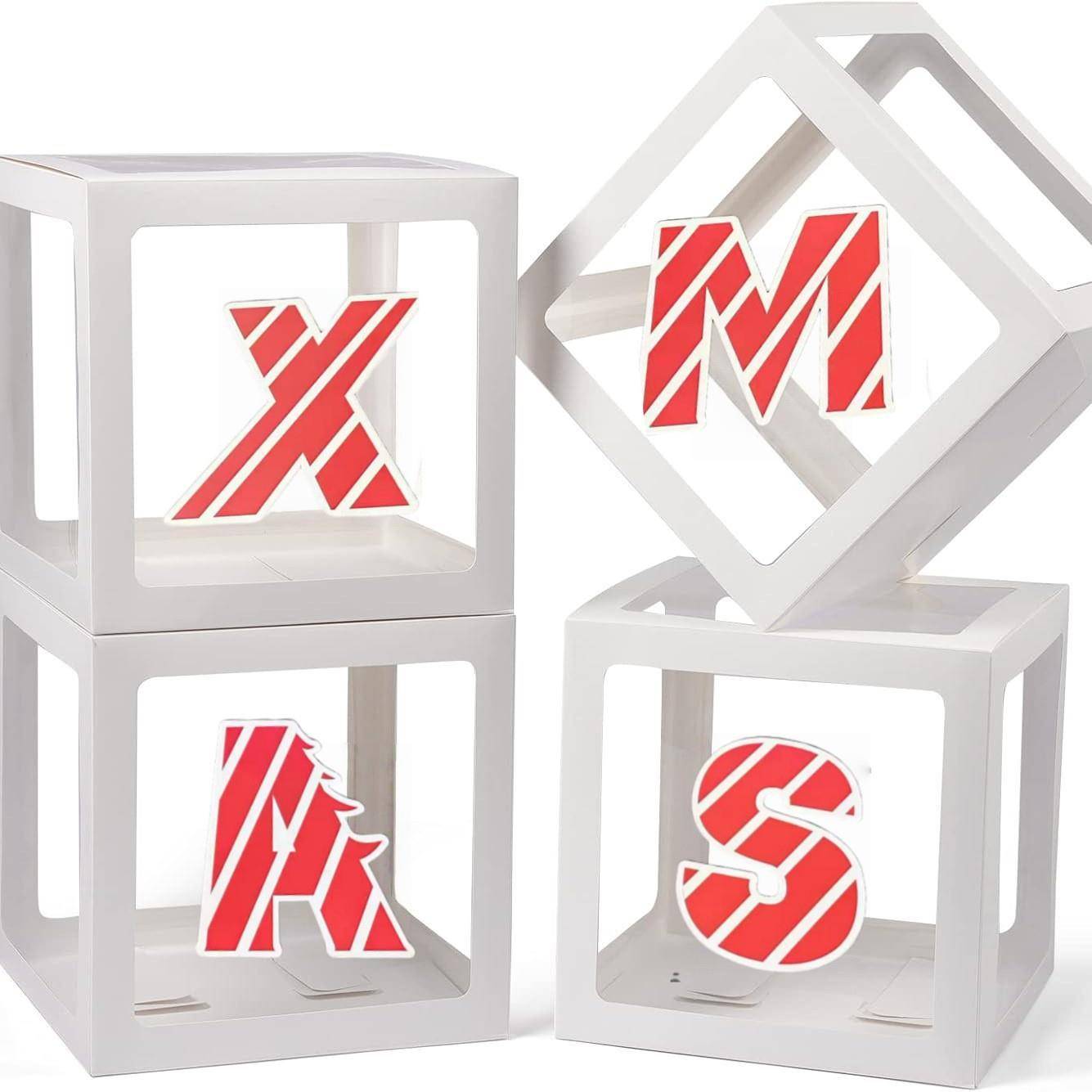 跨境网红白色气球透明圣诞节XMAS惊喜盒子圣诞礼物爆款卡片创意