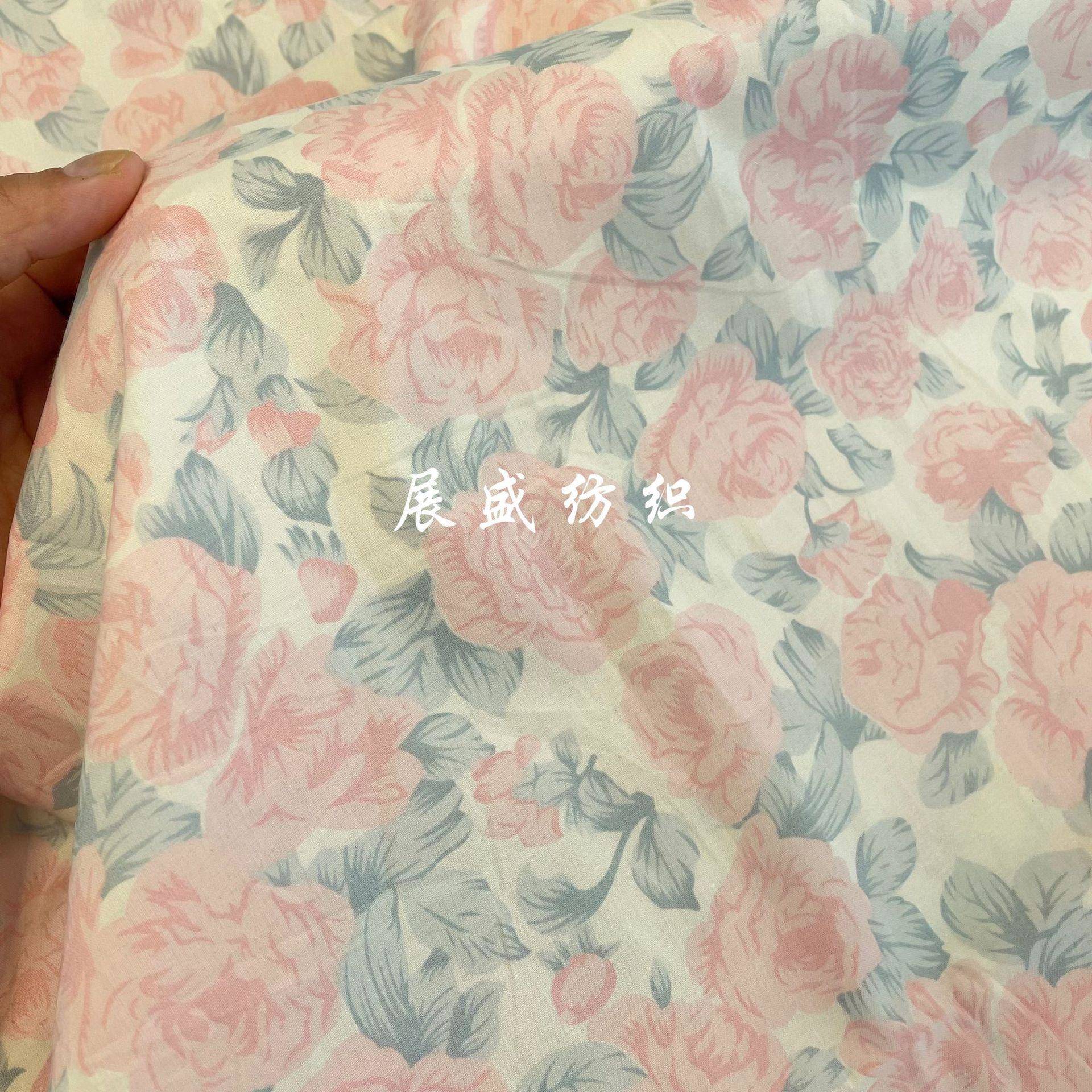 全棉60支110精梳高支棉印花面料韩款玫瑰花碎花布 童装连衣裙女装