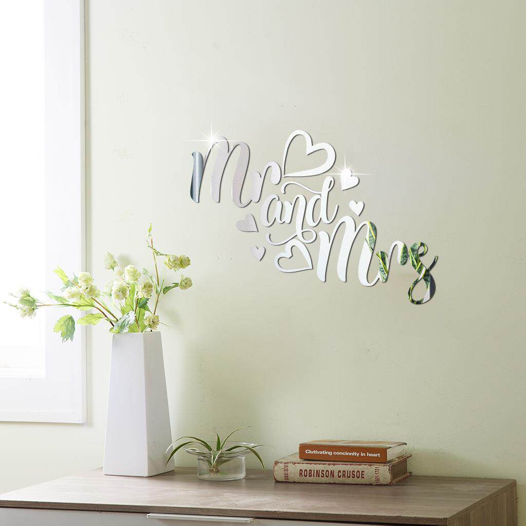 Mr and Mrs爱心婚礼现场装饰镜面墙贴 SM212亚克力镜子贴纸