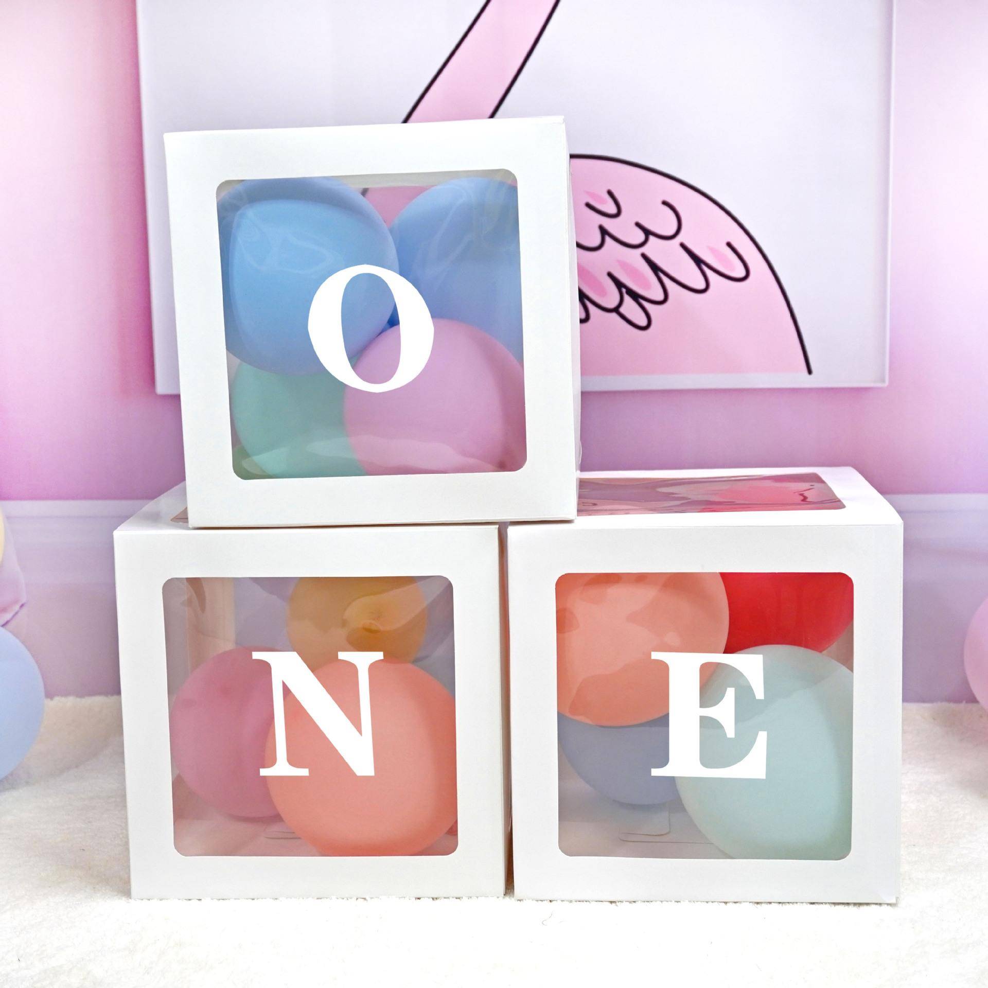 透明气球盒子白色生日派对装饰ONE宝宝周岁庆典场景布置婚房装饰