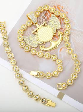 跨境热卖船锚天使翅膀相框相册吊坠饰品时尚嘻哈古巴项链现货