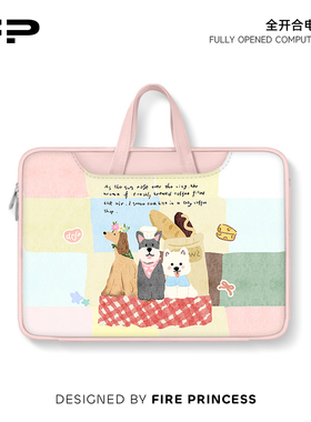 FIREPRINCESS全家福笔记本电脑包新款手提适用苹果macbook小新air华为matebook14寸保护套女联想pro16内胆包