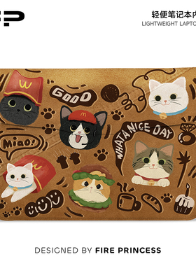 FIREPRINCESS猫咪平板翻盖内胆包适用联想小新air14电脑包macbook15.6寸华为matebook13.3寸轻薄设计女生16