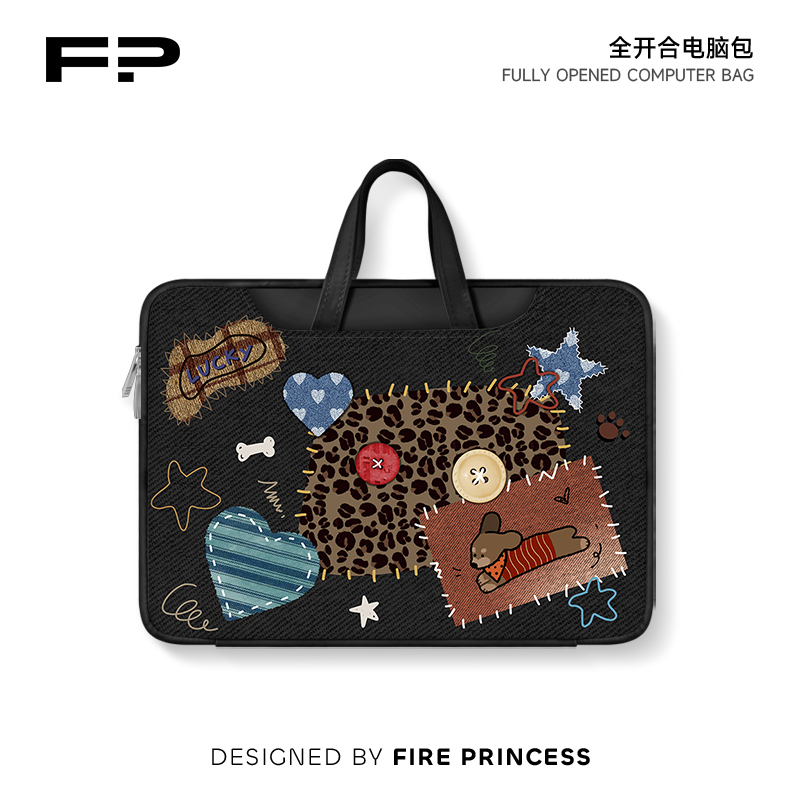 FIREPRINCESS拼贴图笔记本电脑包