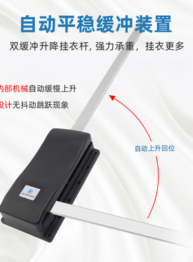 衣柜橱柜双臂下拉式挂衣架衣帽间升降挂衣器阻尼缓冲伸缩拉杆衣通