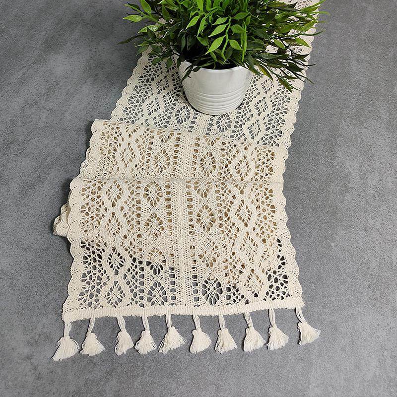 花街5号中式桌旗森系简约风镂空棉线钩针流苏桌旗电视柜茶几盖布,居家布艺,桌旗,淘宝优惠券,粉丝福利购,淘宝优惠卷