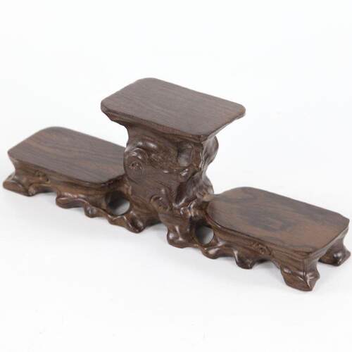 红木高低根雕底座黑檀木茶壶底座小摆件黑梓木奇石头玉器木质托