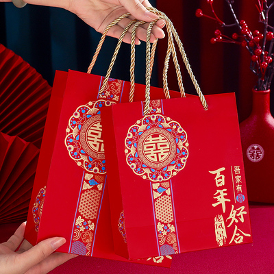 结婚喜糖袋婚礼手提袋回礼喜糖盒空盒子伴手礼盒礼品袋糖果包装盒