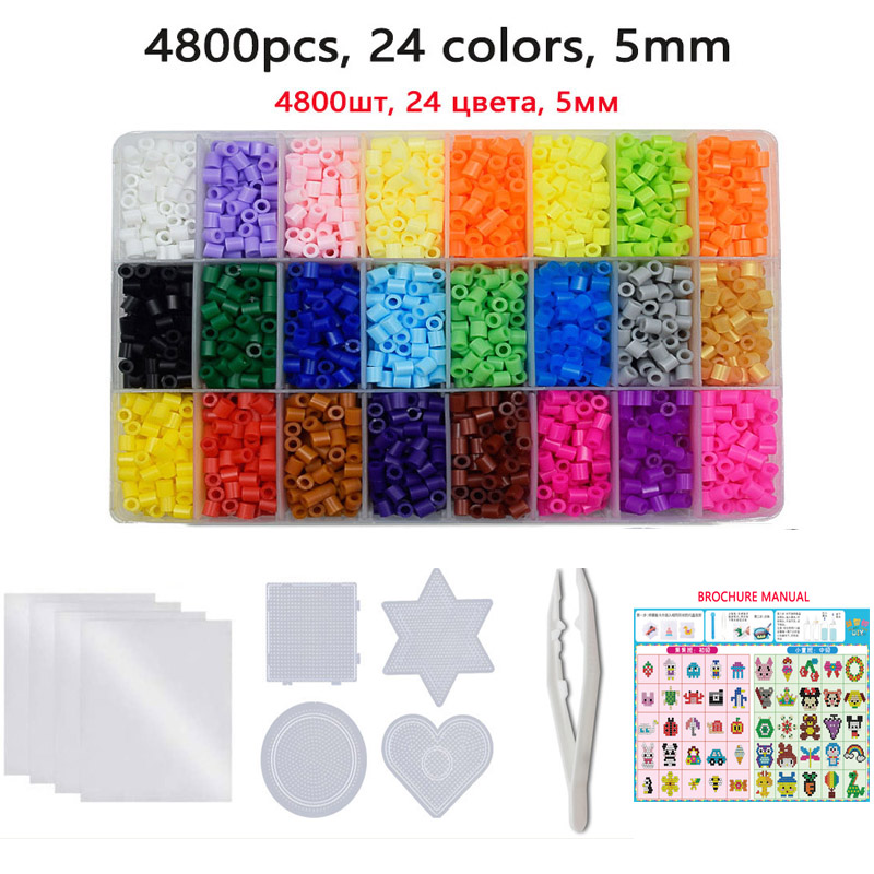 5mm Hama beads 15 24 48color/set perler beads Iron Paper iro
