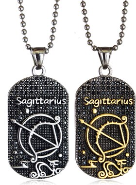 十二星座镶钻十字架项链韩版个性男生女孩钛钢吊坠STN107/FN1641