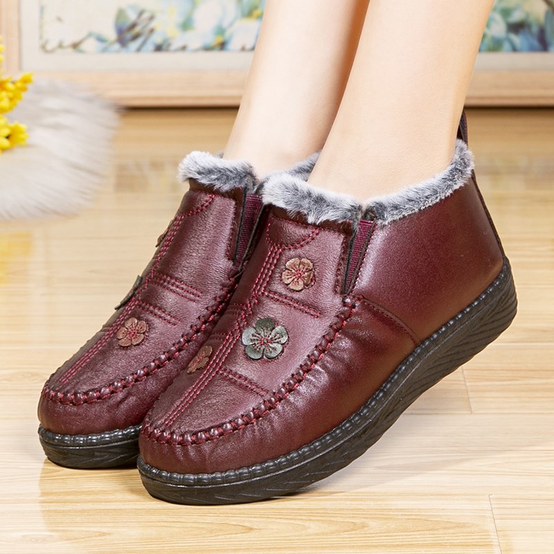 冬季新款中老年人加绒保暖棉鞋加厚舒适女棉靴老人鞋休闲奶奶鞋