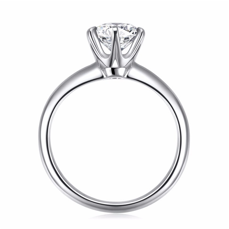 新品18K White Gold Color Ring Luxury Classic 1 Carat Lab Dia