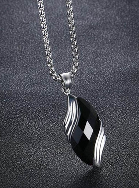 欧美风时尚饰品 不锈钢蓝沙石吊坠 男士天使之坠个性项坠女PN-534