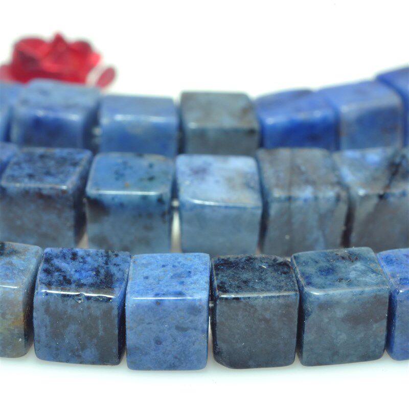 黑点蓝纹石天然散珠光面方块串珠子首饰手錬女项链耳环手串材料