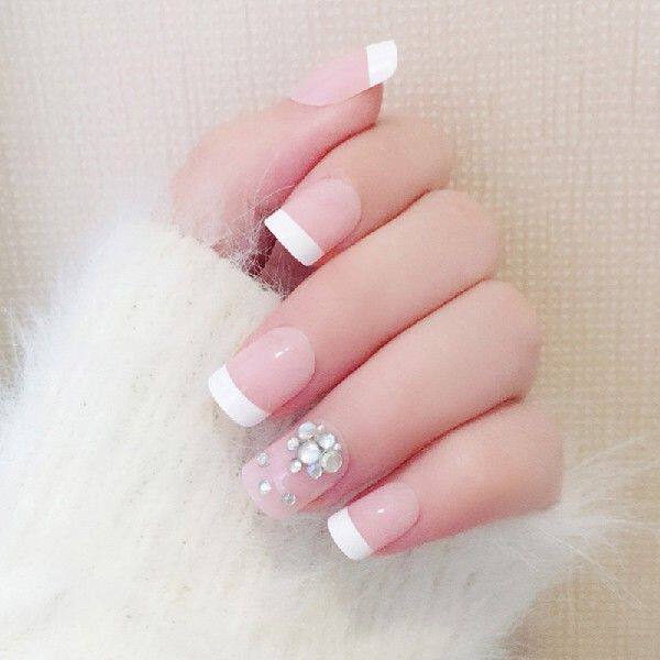 24 Pc Of Fake Nail French Technique Art Design Nail