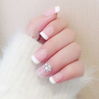 24 Pc Of Fake Nail French Technique Art Design Nail