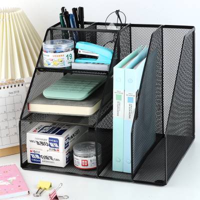 金属文件架子置物架横式多层格办公室用品桌面文件座立式铁艺收纳