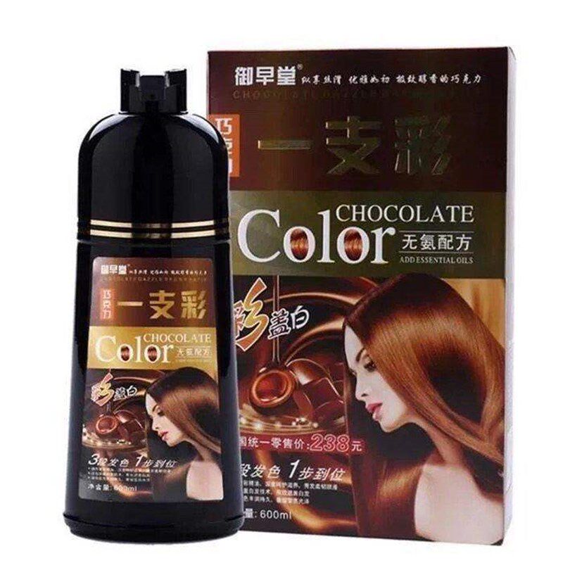 流行梳彩彩正色自己黑栗2019清水植物染发剂一棕色染纯自然一洗。