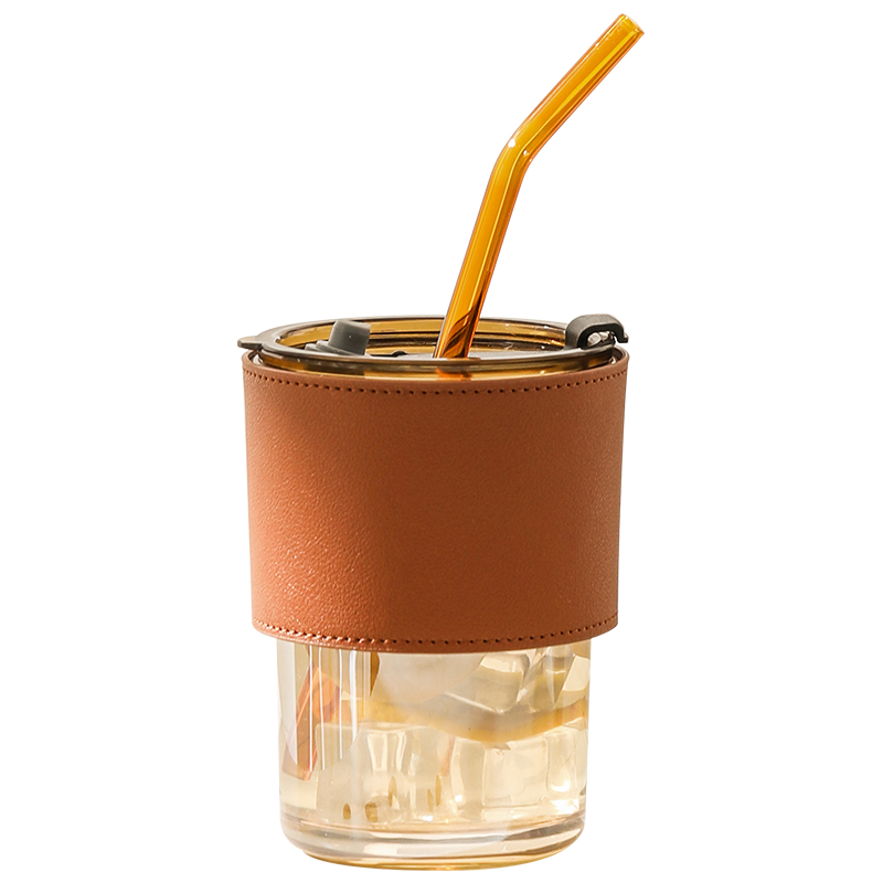 高颜值咖啡杯玻璃吸管杯女ins风设计小众办公室饮料杯子男生水杯