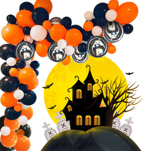 Black Set Orange Balloon Balloons Latex Halloween