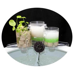 圆形缸鱼盆增氧过滤器陶瓷鱼缸吸便循环水过滤盒荷花水缸净水过滤