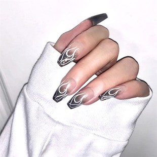 with Black Flame 24pcs Ballerina Nails Designs Stilet False