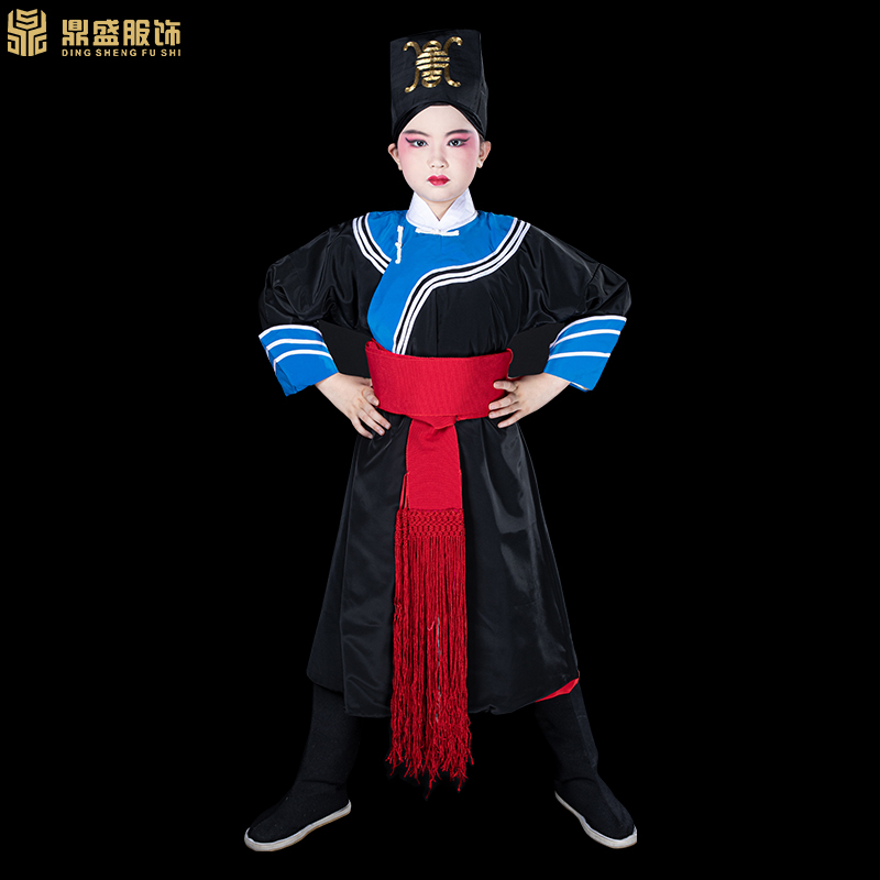 戏曲戏装素箭衣少儿 童演出服京剧衙役公差捕快古装秦琼林冲夜奔
