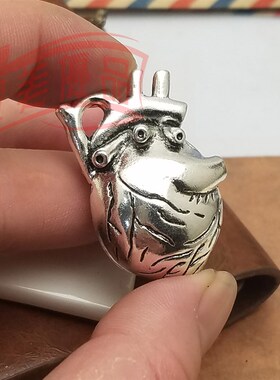 DIY饰品配件,37x26x14mm古银色心脏吊坠,8元2个