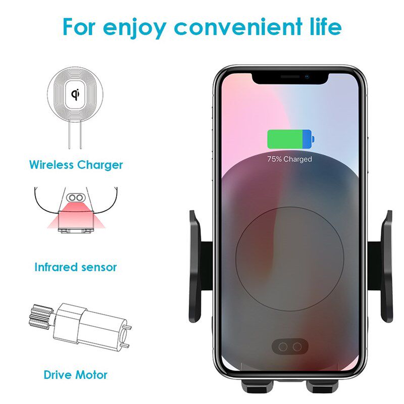 Qi Wireless Car Charger Phone Holder 10W Fast Charging Infr