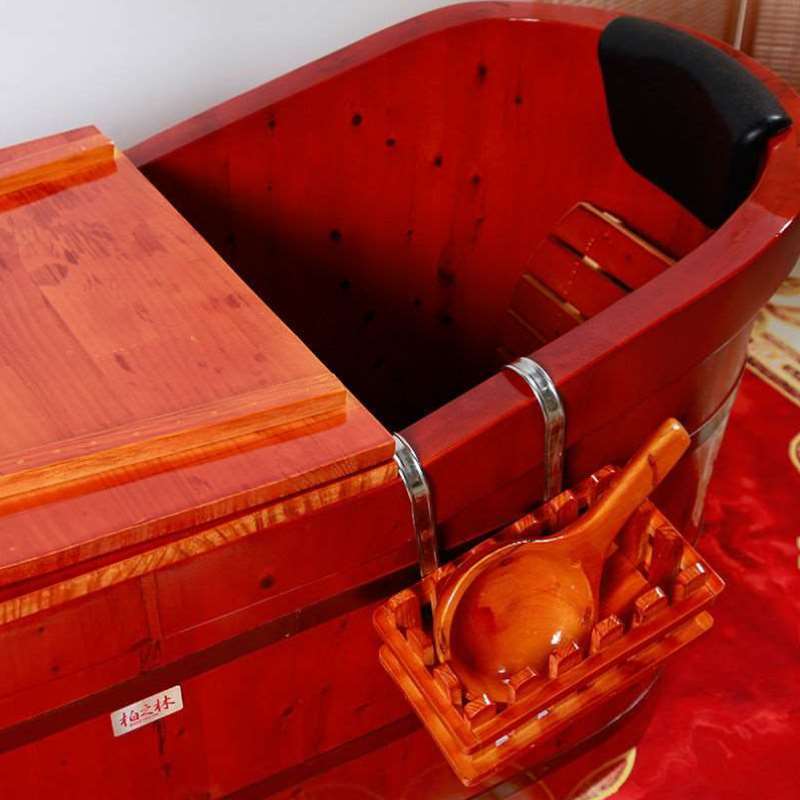 洗澡木桶实木浴桶熏蒸桶加盖家用浴缸成人沐实木泡澡盆浴桶