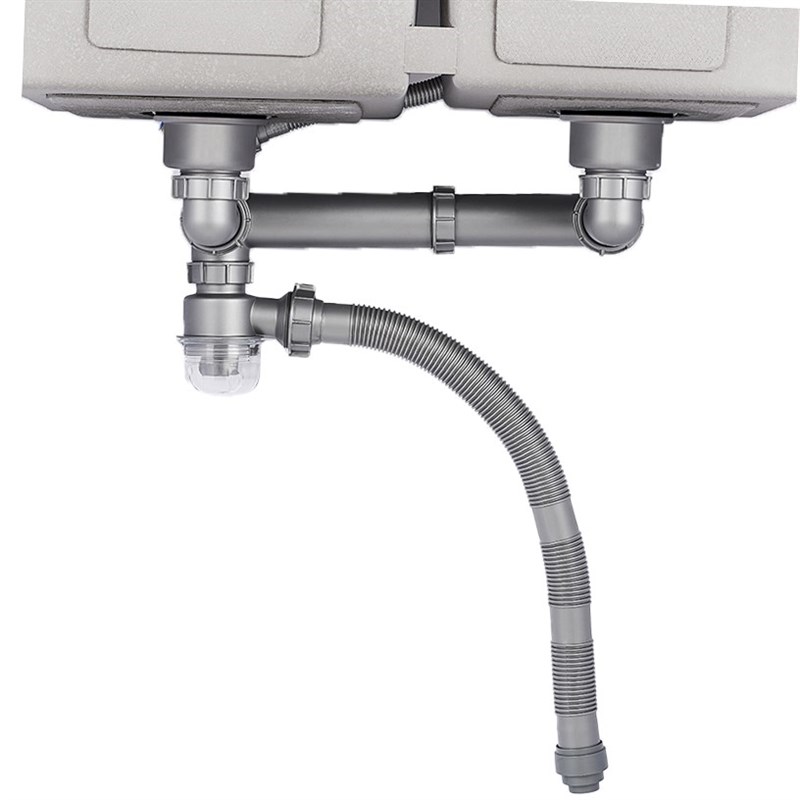 厨房水槽洗菜盆下水管配件洗碗池双槽贴墙排水管道防臭下水器套装