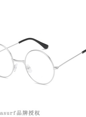 Japanese metal round frame art flat lens Korean version non