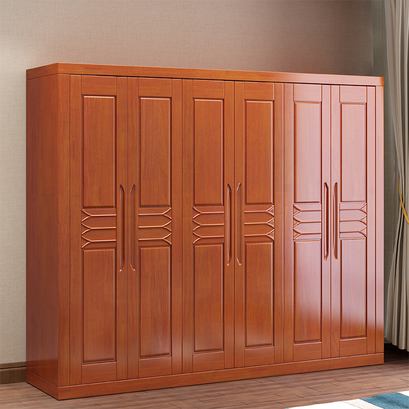 卧室中式实木整体两三四五门木质收纳衣柜组合拼接组装宾馆柜子