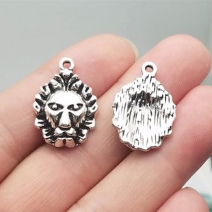 DIY饰品配件,24x16mm古银色狮子头吊坠,7元20个