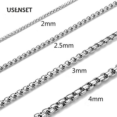 Rope Chain Box Necklace Stainless Steel Chains Link Necklace