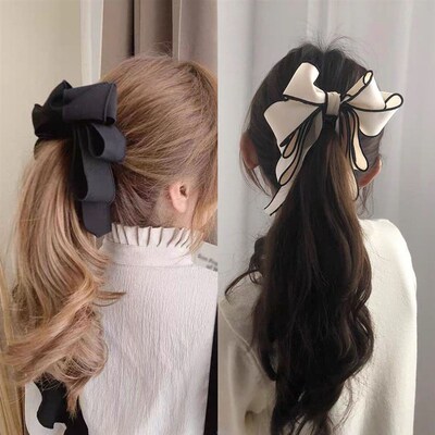newNew Ribbon Bow Banana Clip Cute Pearl Hair Pins Barrette