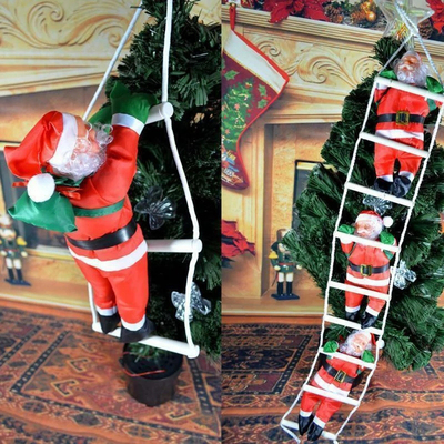 New Climbing Ladder Cloth Santa Claus Wall Hanging Decor Chr
