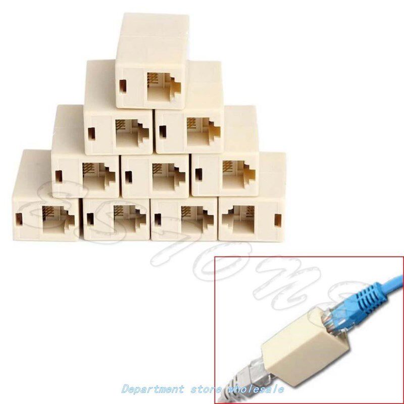 10pcs RJ45 CAT5 Coupler Plug Network LAN Cable Extender Conn
