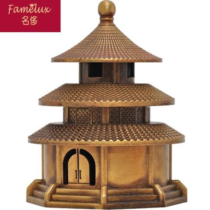 铜天坛塔香炉摆件檀香炉室内供奉茶道家居客厅金子塔香薰炉CH0906