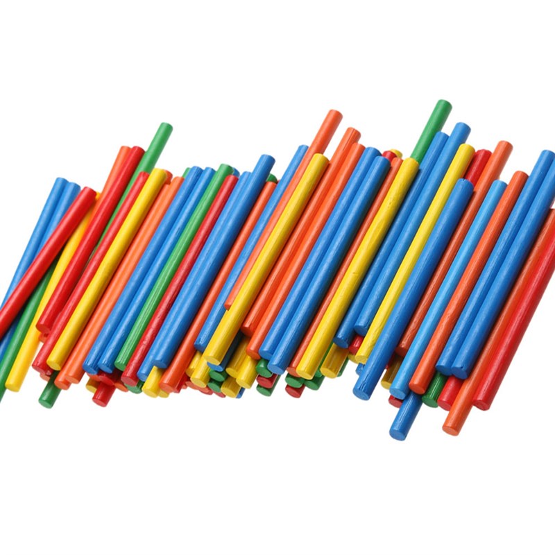100pcs Colorful Bamboo Counting Sticks Mathematics Teaching