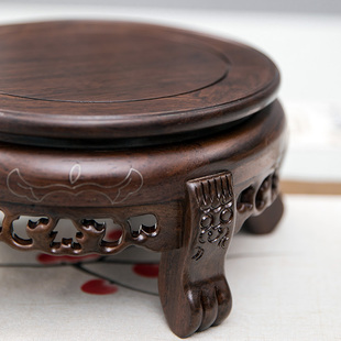 实木底座圆形花瓶花盆酒缸酒坛茶罐荷花缸奇石木底托空调垫高架子