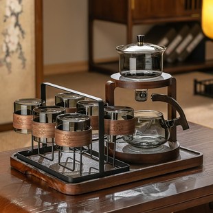 泡茶壶高端玻璃功夫茶具套装 懒人神器自动泡茶器家用办公室磁吸式
